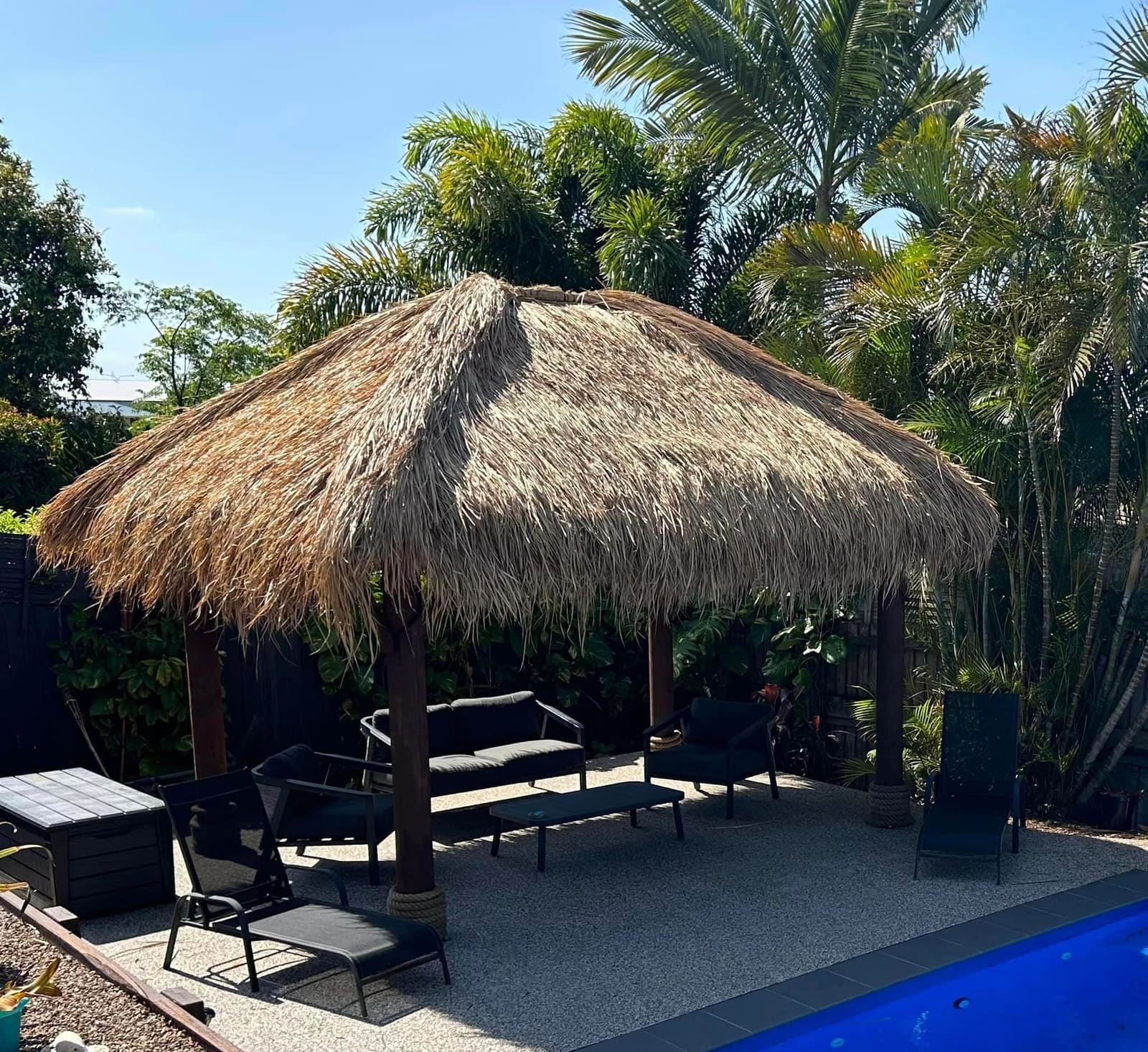 Thatched Bali hut beside the pool