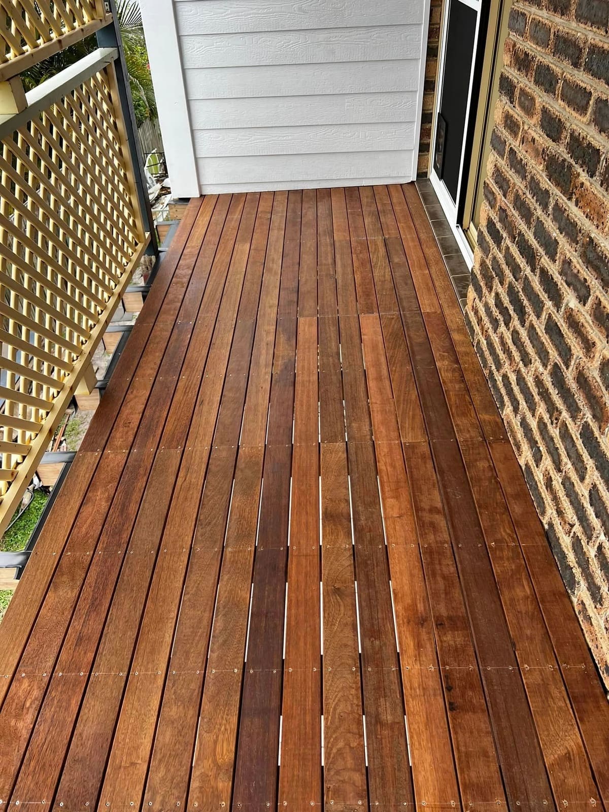 Merbau decking over rebuilt joists