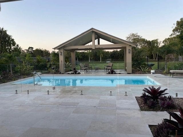 Pool pavilion with insulated Stratco roof — photograph 10
