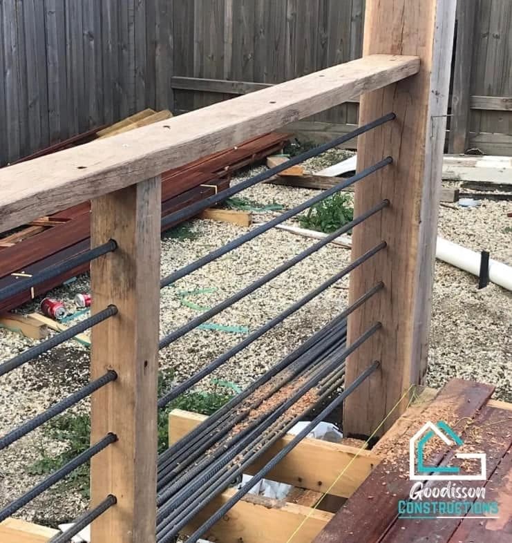 Recycled timber deck with reo bar balustrade — photograph 3