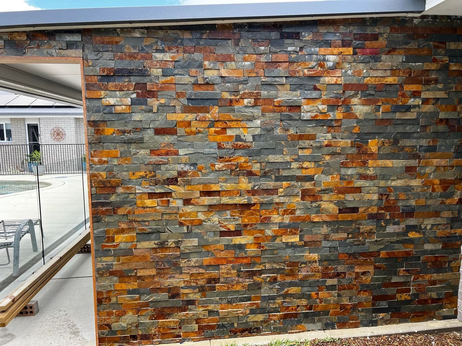 Stacker stone feature wall
