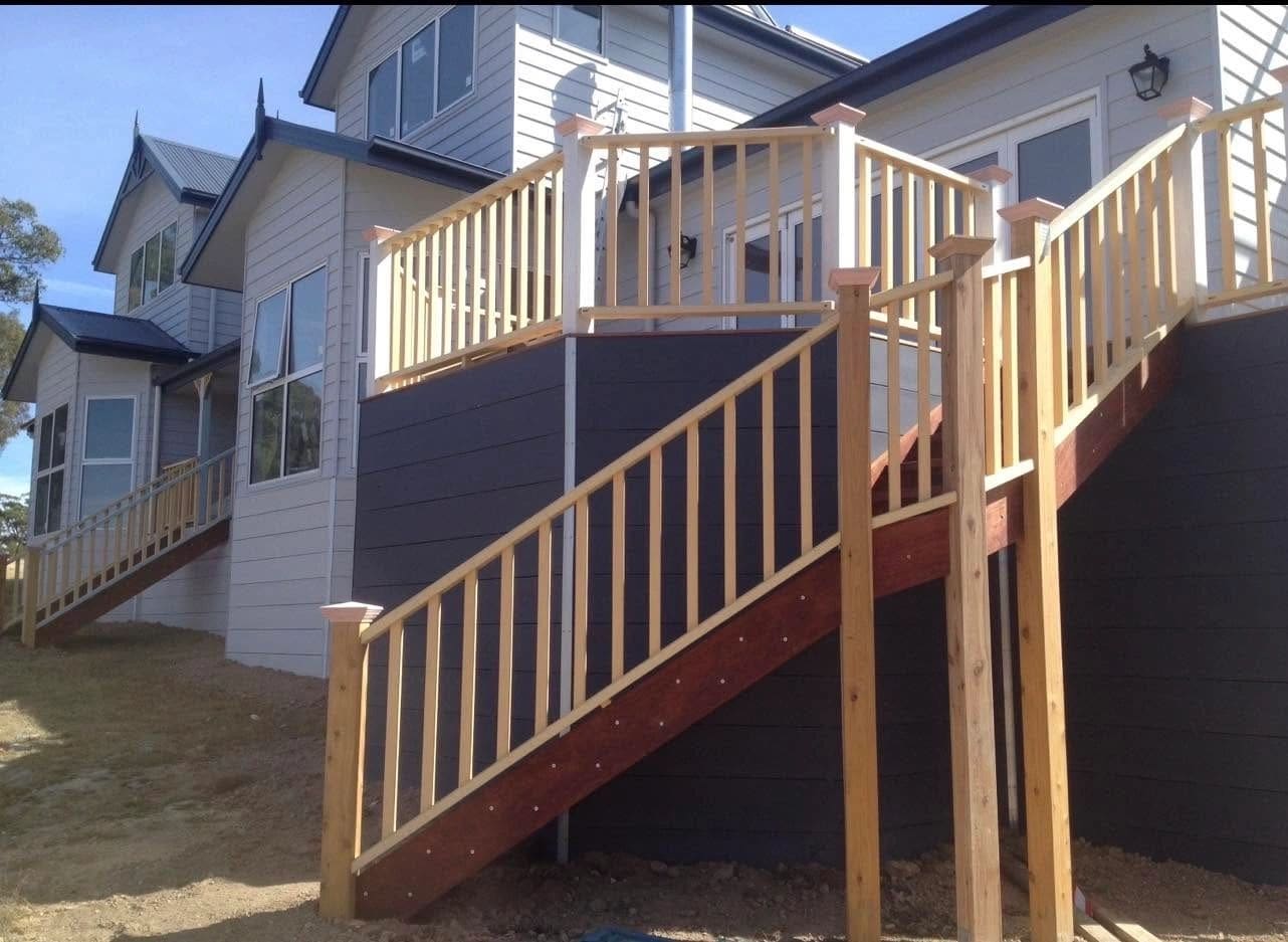Merbau stairs and balustrade