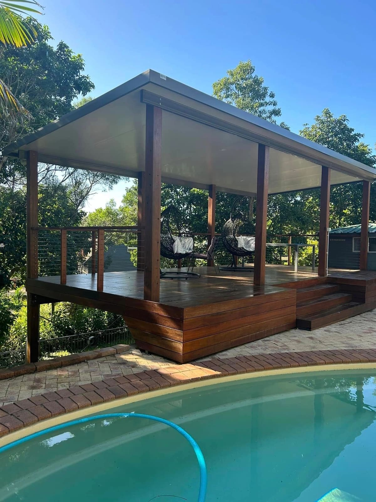 Pool deck and pergola rebuilt to permit
